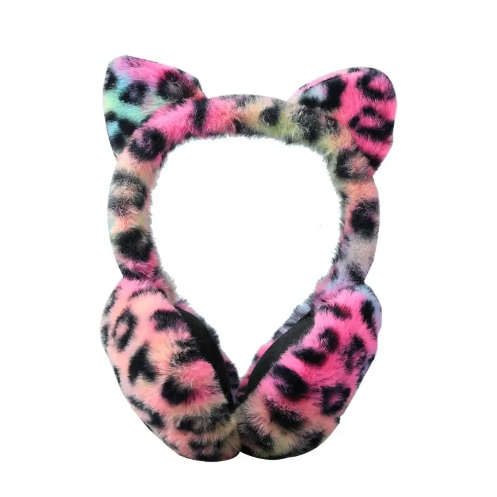 Lovely Cat Ears Plush Ear Muffs Print Windproof Leopard Earmuffs Frostproof Hairband Thickened Ear Muffs Outdoor