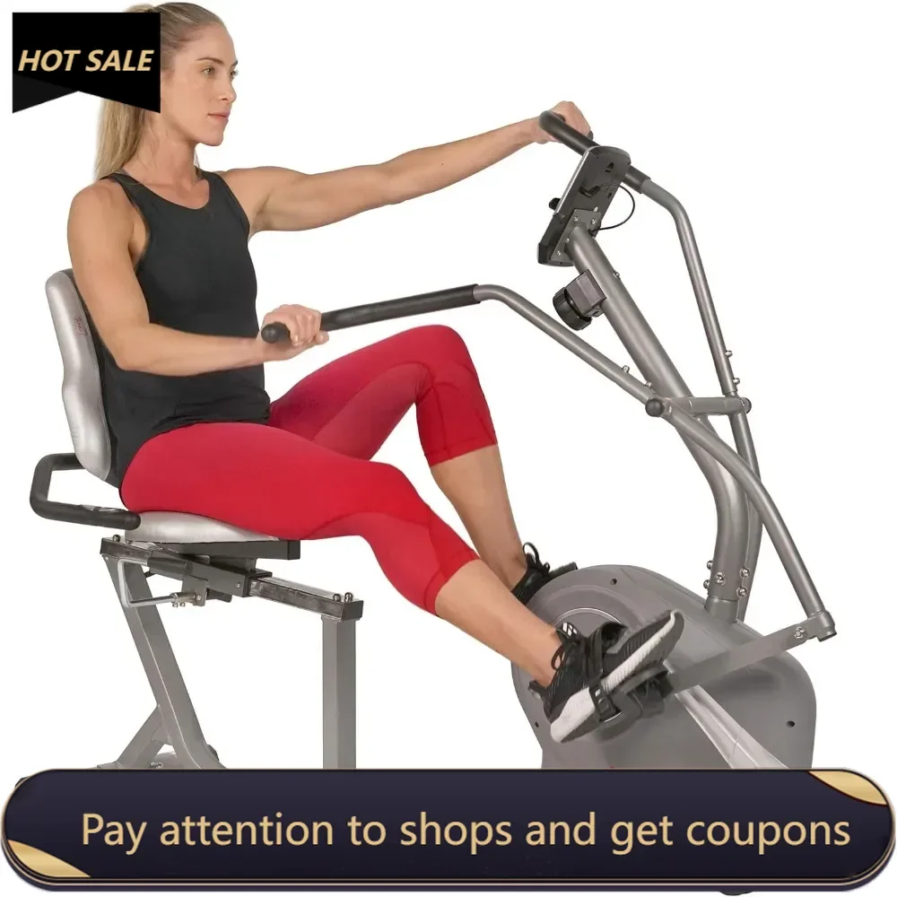 

Magnetic Recumbent Bike w/Adjustable Wide Cushion Seat, Home Stationary Exercise Machine for Adult/Seniors