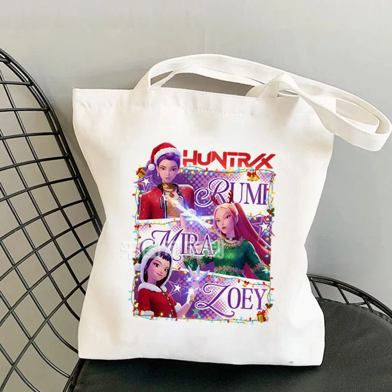 

K Pop Demon Hunters женская сумка на плечо модные холщовые сумки милые сумки-тоут сумки с кавайным принтом сумки для покупок рождественские подарки