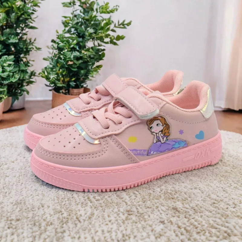 

Disney Ariel Princess Kids Tennis Sneakers Children Running Girls Sport Shoes Pink White Breathable Hook Loop Boy Child Sneakers
