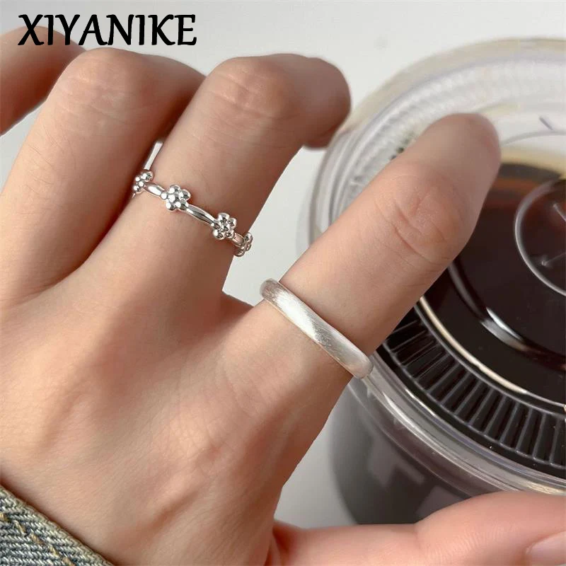XIYANIKE Flower Frosted Adjustable Open Finger Rings For Women Girl Handmade Fashion New Jewelry Gift Party кольцо