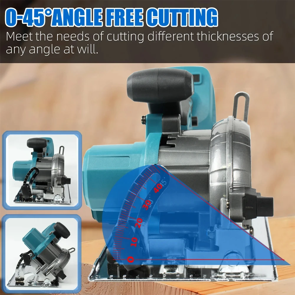 125mm Brushless Circular Saw Cordless Electric Woodworking Saw Adjustable Angle Wood Cuttiing Machine For Makita 18V Battery