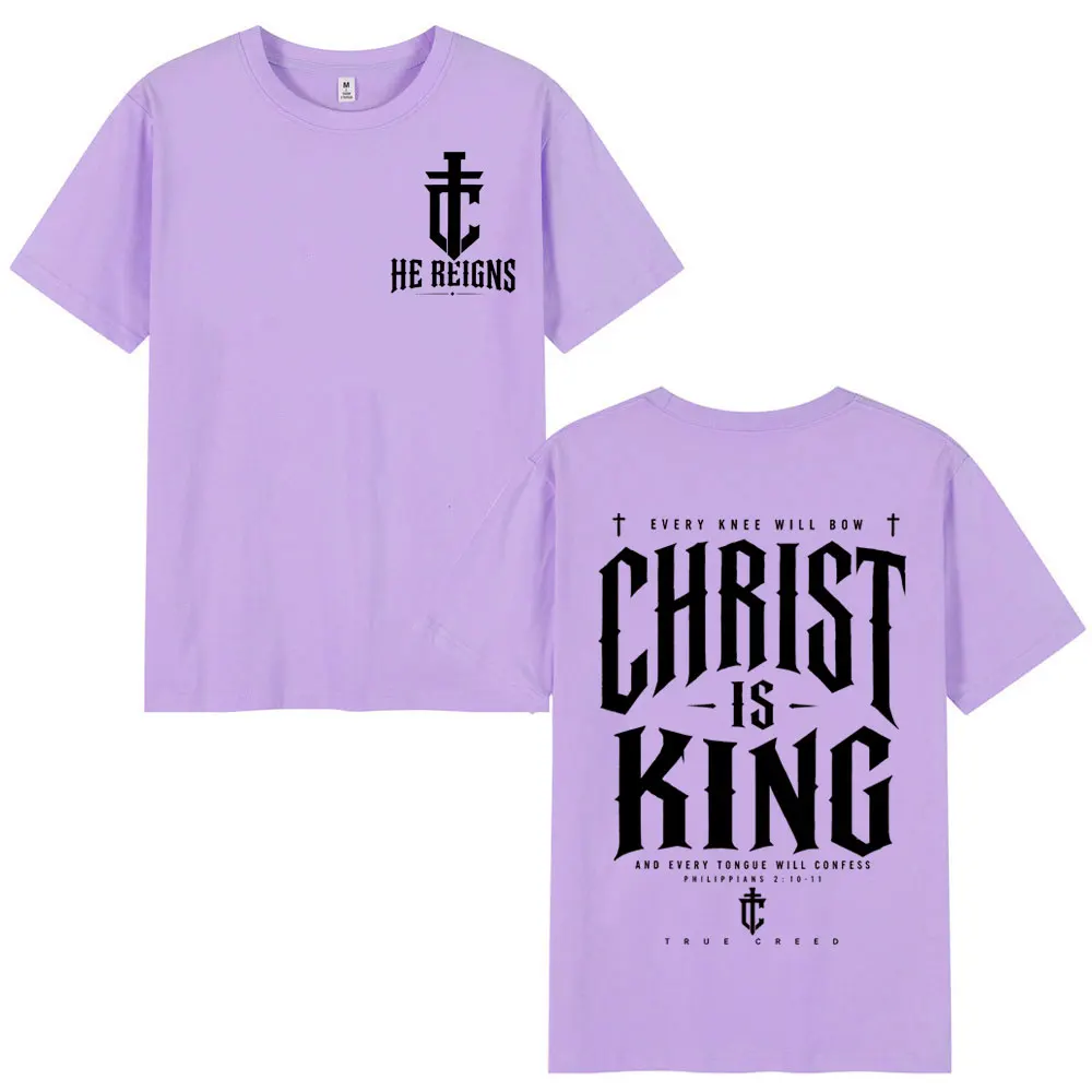 Christ Is King Christian Bible Verse T Shirt Men Women Fashion O-Neck Oversized T-shirts Summer 100%cotton Short Sleeve T-shirt