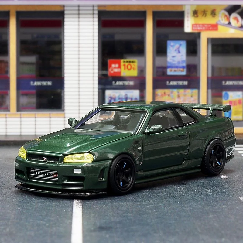 MH Schaal 1/64 Nissan Skyline GT-R R34 CRS VER Legering Speelgoed Motorvoertuig Diecast Metaal Model Geschenken