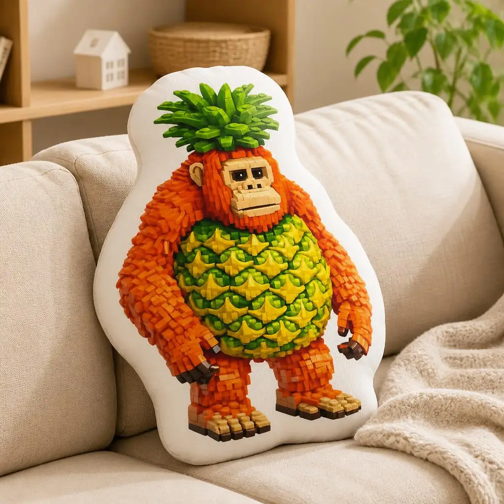 Orangutini Ananasini Shaped Stuffed Pillow Funny Italian Brainrot Orangutan Pineapple Cushion Throw Pillow Sofa Decor Gift