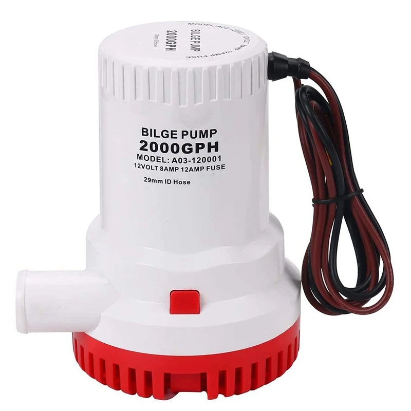 2000GPH 12V Non-Automatic Corrosion-Resistant Anti-Airlock Protection Submersible Marine Boat Bilge Pump Water Pump