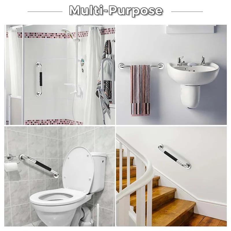 

AB42-Grab Bars для душа, 2 шт. в упаковке 16-дюймовая противоскользящая ручка для душа с резиновой ручкой, поручни для инвалидов для пожилых людей для Wall Durab