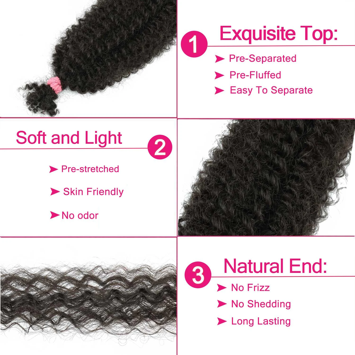 Afro Twist Hair 8/12 Inch 3 Packs, Springy Afro Twist Hair Pre Fluffed Spring Twist Hair Pre Stretched Wrapping HairSynthetic