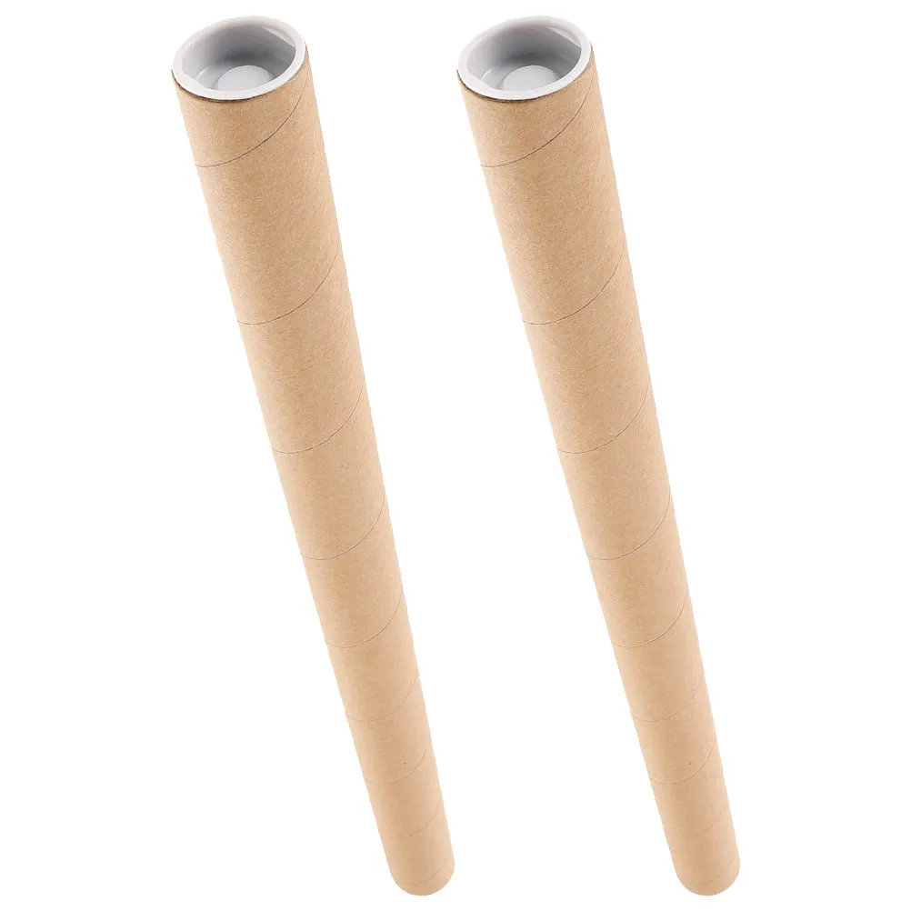 2Pcs Heavy-Duty Kraft Paperboard Mailing Tubes Caps for Posters Art Prints Drawings Blueprints Maps Storage and