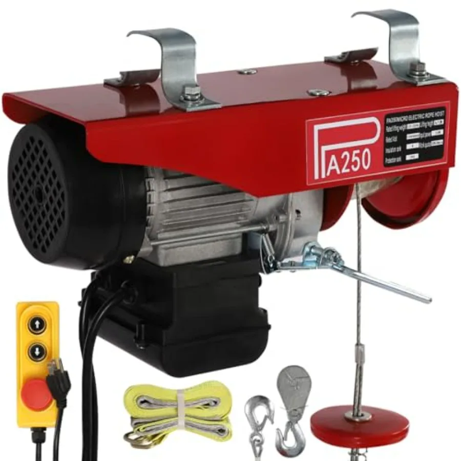 

550Lbs Electric Hoist with Remote Control510W Electric Winch with Zinc-Plated Steel Wire Hoist for Garage Warehouses Factories