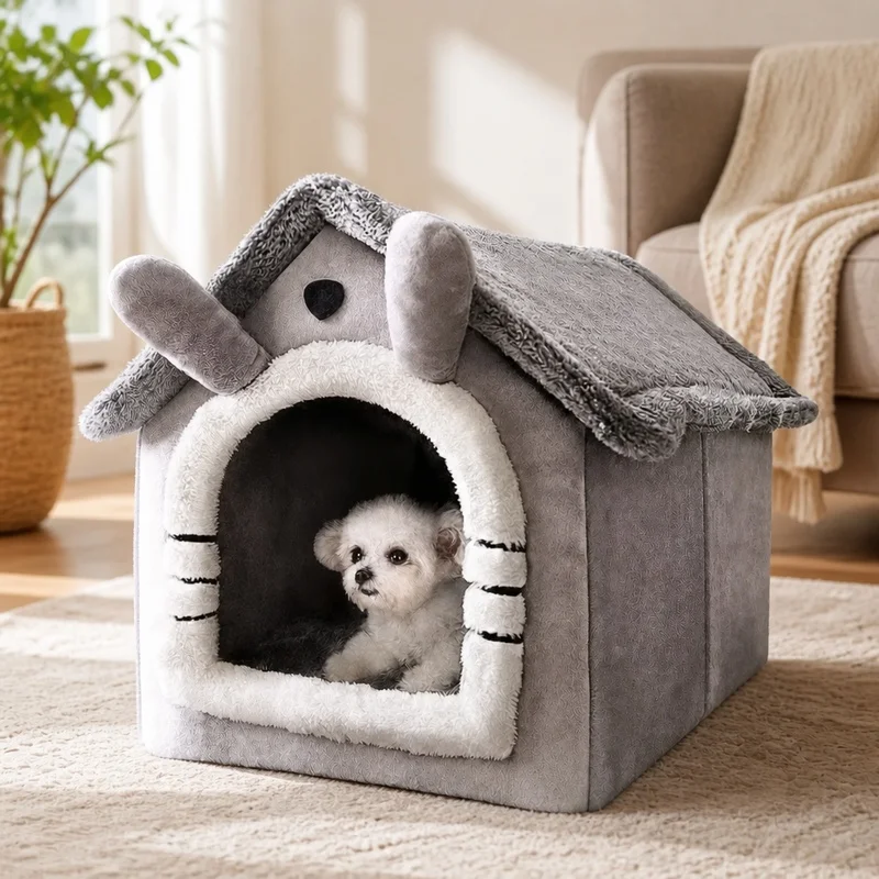 All-Season Soft Cushion Pet Tent for Indoor Dogs and Cats, Removable and Easy-Clean Bed