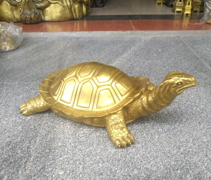 GOOD # HOME Courtyard TOP decoration ART Town house bring in wealth talisman Mascot gold turtle brass FENG SHUI Statue  41CM