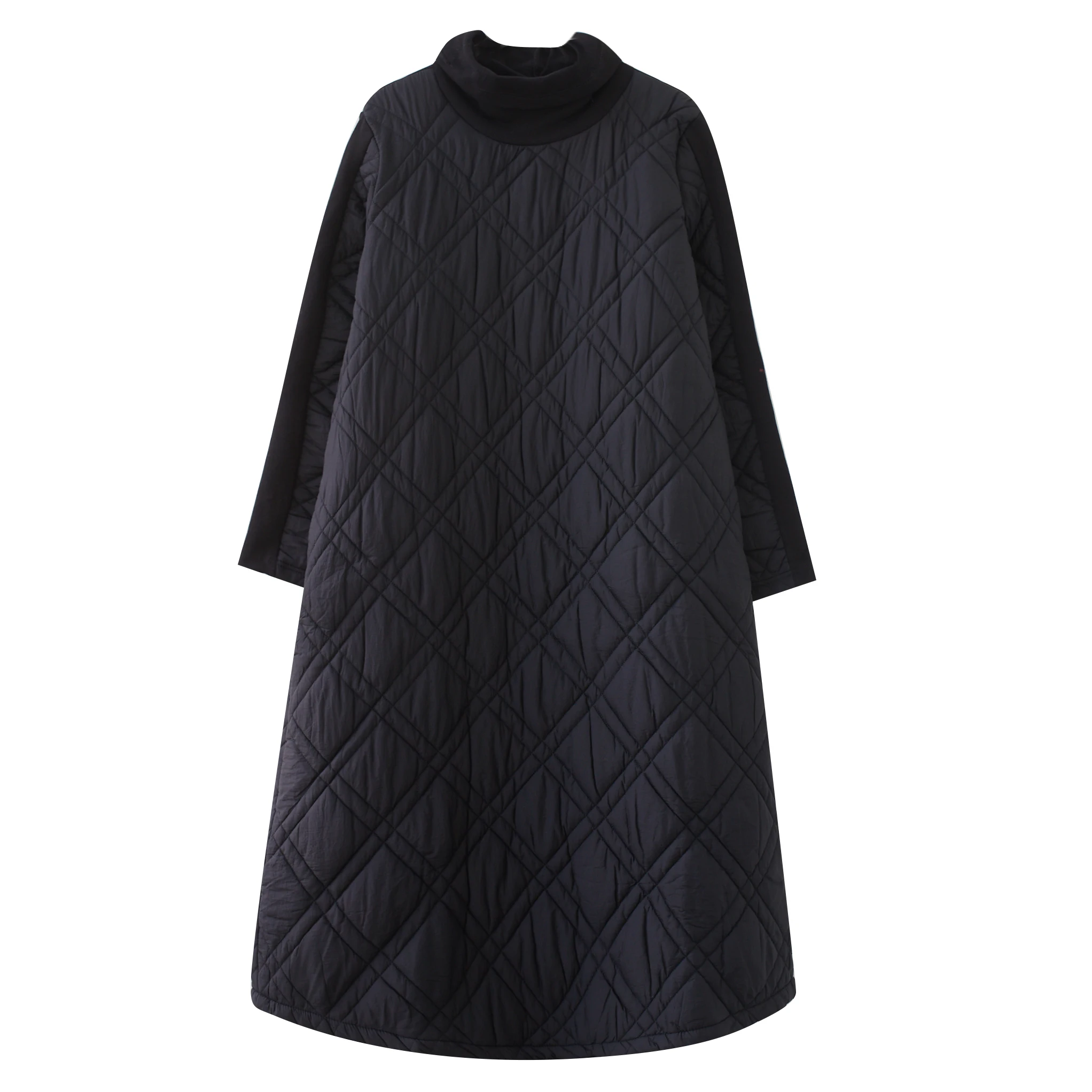 

Thiened Хлопковое длинное платье с высоким воротником, антивозрастное, большого размера, женское зимнее новое платье для поездок на работу, однотонное длинное све