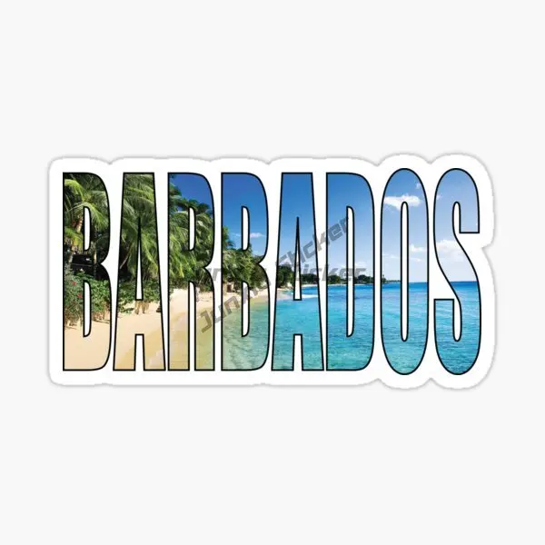 BARBADOS العلم الوطني وشعار نافذة شاحنة سيارة الفينيل ذاتية اللصق ملصق ممتص للصدمات مقاوم للماء محمول جدار صائق