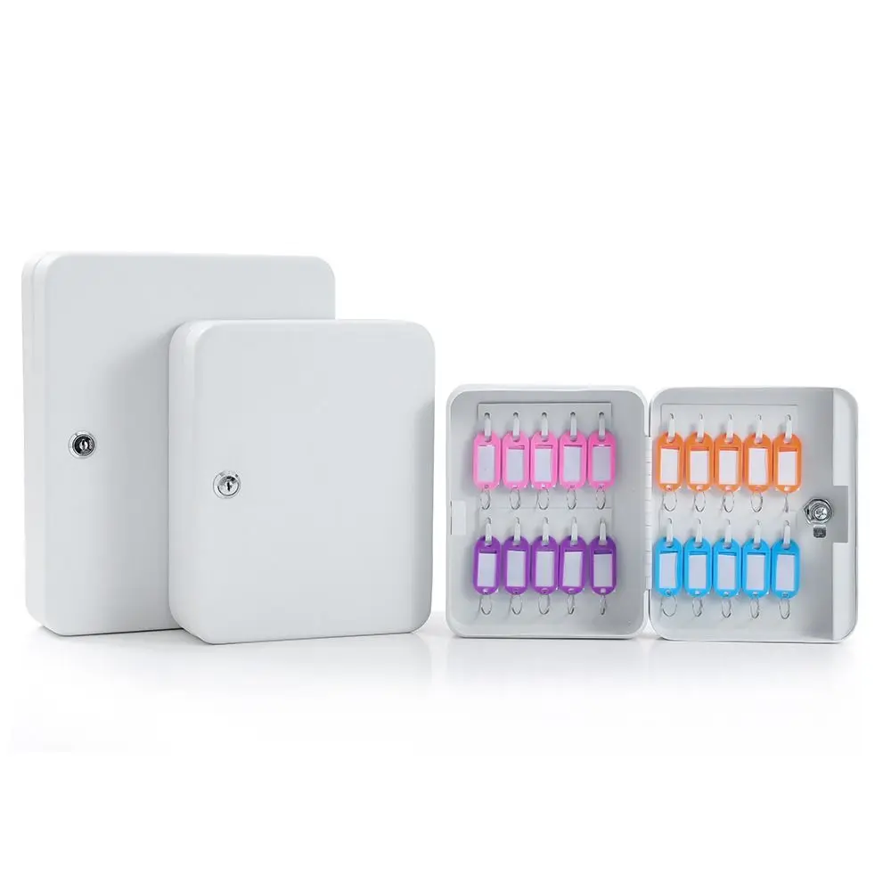 

Metal Construction Key Box Security Lock Wall Mount Key Storage Box Holds 20 Keys Key Card Slot Storage Bins Organizer