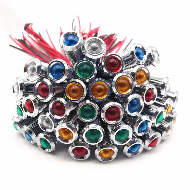 HFES 20Pcs 6Mm Metal LED Warning Indicator Light Signal Lamp Pilot Onboard Display Lights With Wire 3V