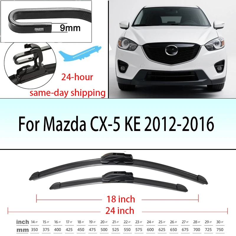 

For Mazda CX-5 CX5 KE 2011-2016 Front Windshield Wiper Blades 24"+18 Windscreen Window Accessories 2012 2013 2014 2015 2016