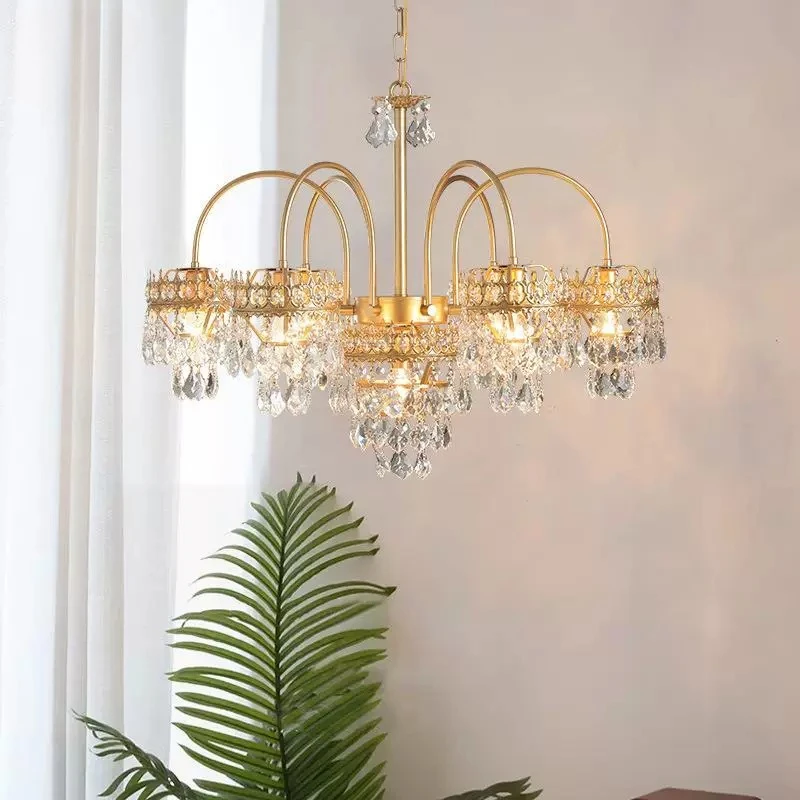 French Minimalist Luxury Crystal Chandelier for Living Room Dining Room Vintage High-end European Style Luxurious Bedroom Light