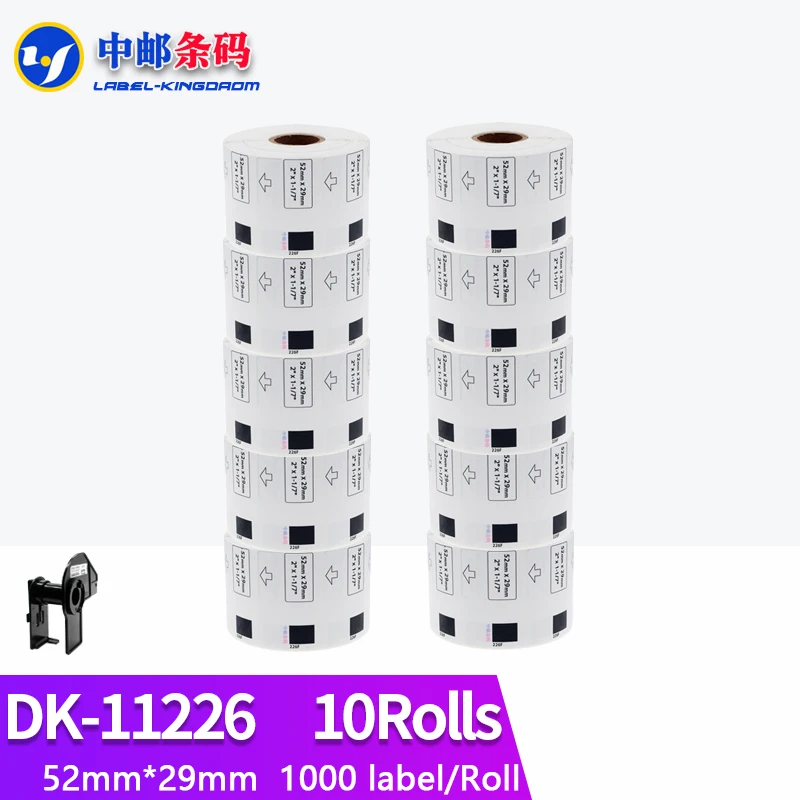 

10 Rolls Compatible DK-11226 Label 52*29mm 1000Pcs Die Cut Work for Brother Thermal Printer QL-700/800/810/820/1100/1110 DK-1226