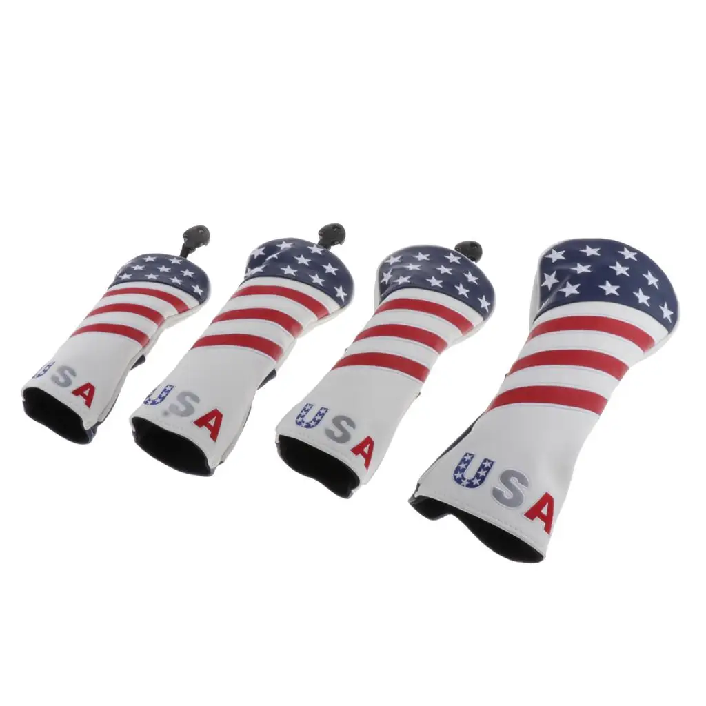 4 Pieces / Set Golf Headcover 460cc Driver Wooden Headcover with Tag ,