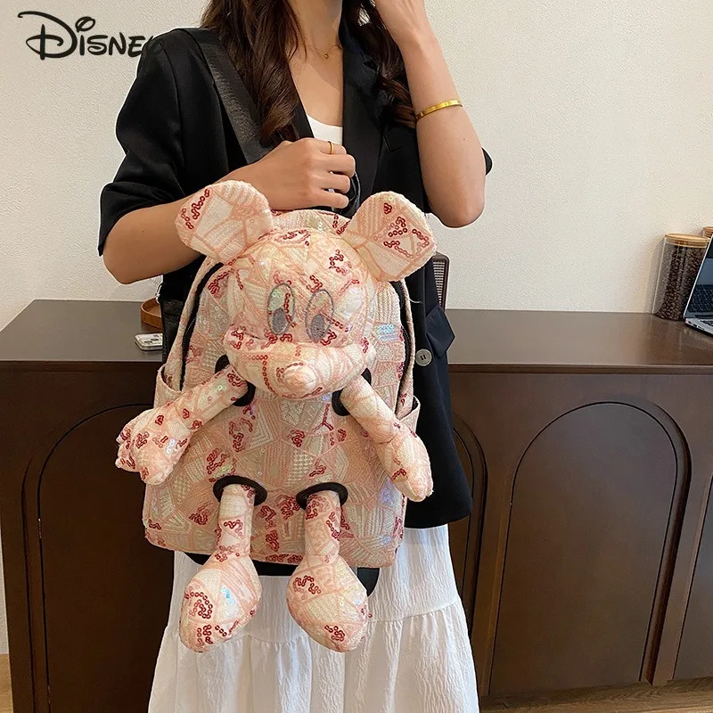 Disney Mickey Personality Graffiti Backpack Women's New Trend Large Capacity Cartoon Doll Student School Bag Travel Backpacks