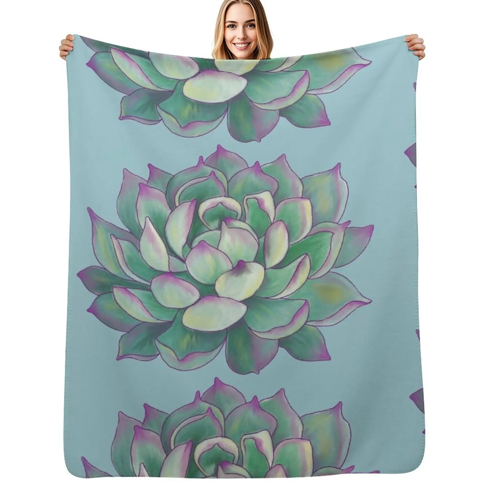 Succulent plant Throw Blanket All Weather Soft Throw Blanket for Sofa