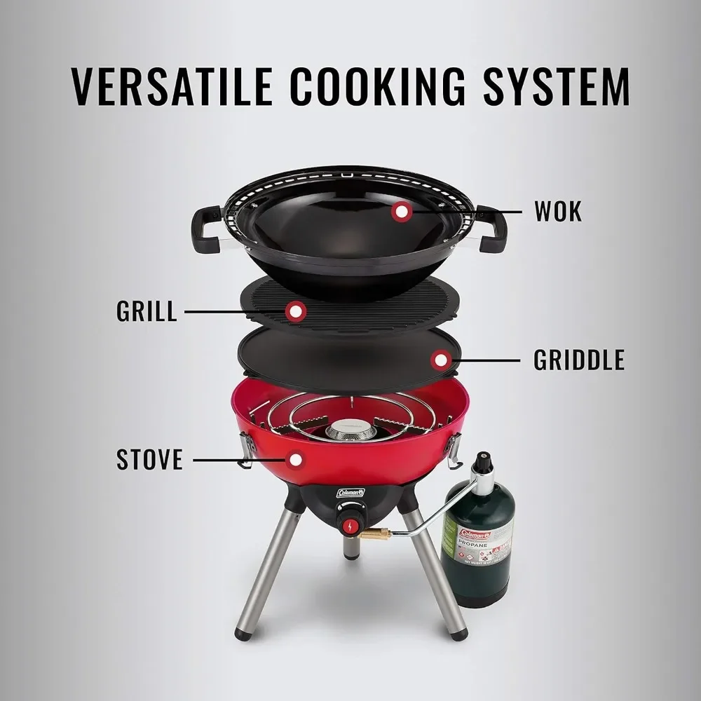 4-in-1 Portable Propane Camping Stove, Grease Tray, & 7000 BTUs of Power for Camping, Tailgating, Grilling Freight free