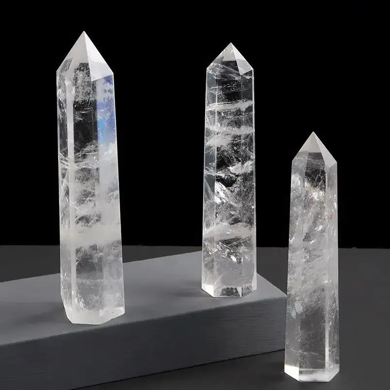 50-110mm Natural Crystal Clear Quartz Transparency Quartz Point Healing Stone Hexagonal Prisms Obelisk Wand Stone Home Decor