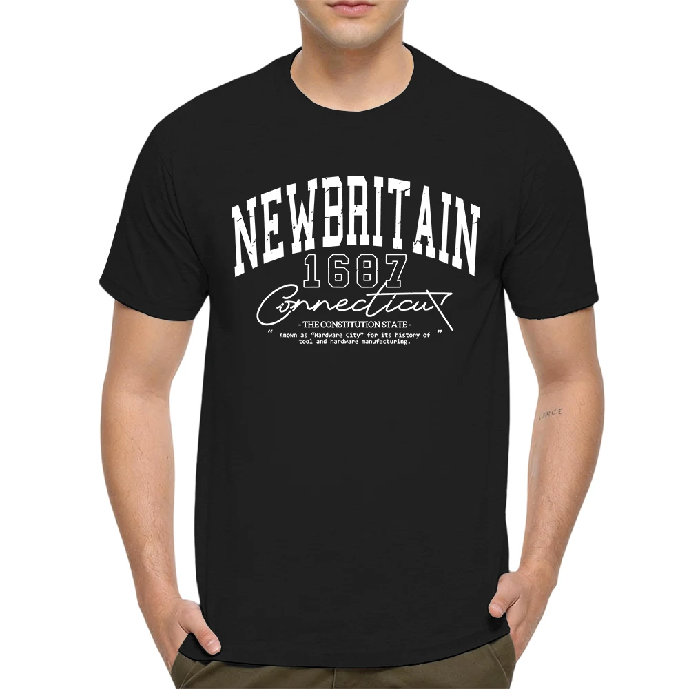 Mens 100% Cotton T Shirt New Britain Connecticut 1687 Vintage City Letter Print Breathable Short Sleeve Summer Tees
