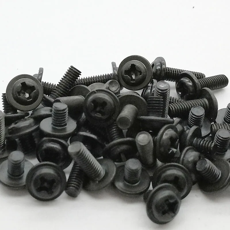 50Pcs M2 M2.5 M3 PWM DIN967 Black Pan Padded Screws Referral Computer Case Chassis Fixed Motherboard Screws With Pad