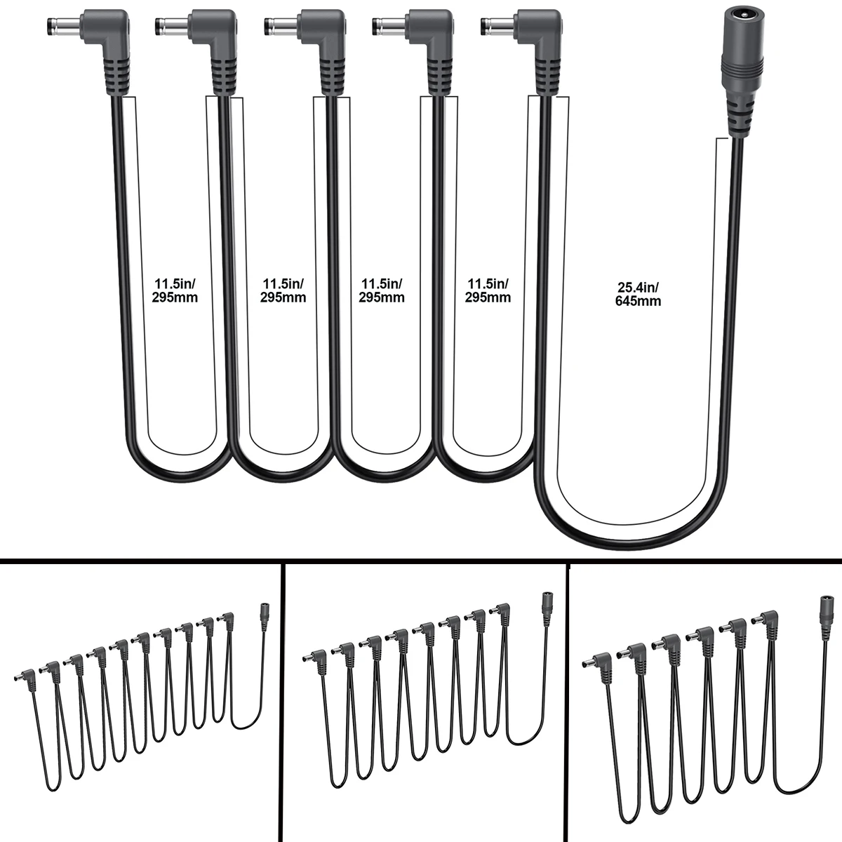 JavicTech Daisy Chain Cable 1 To 2 3 5 6 8 10 Ways Guitar Effect Pedal Accessory 9V DC Adapter Plug Power Cord