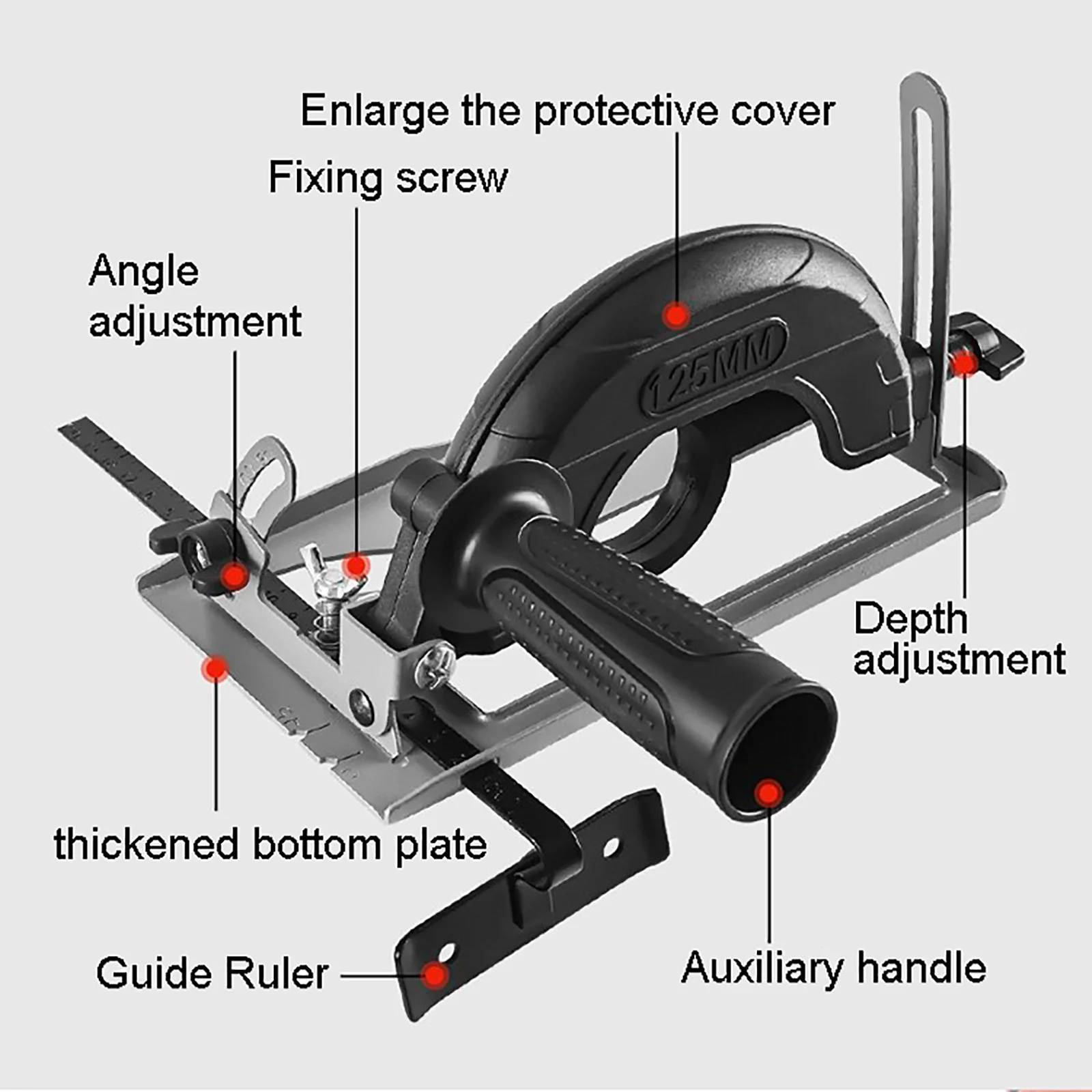 Convertidor de amoladora angular de mano para cortar, soporte de amoladora ajustable de 40mm de profundidad, herramienta de mesa de carpintería con regla de guía