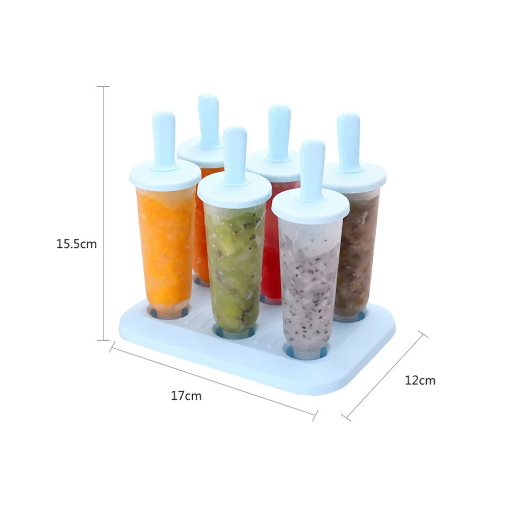 

6 Grids Ice Molds Tray Exquisite Workmanship Odorless Impervious Sky-Blue Ice Sticks Mold 6 Grids Mold with Tray