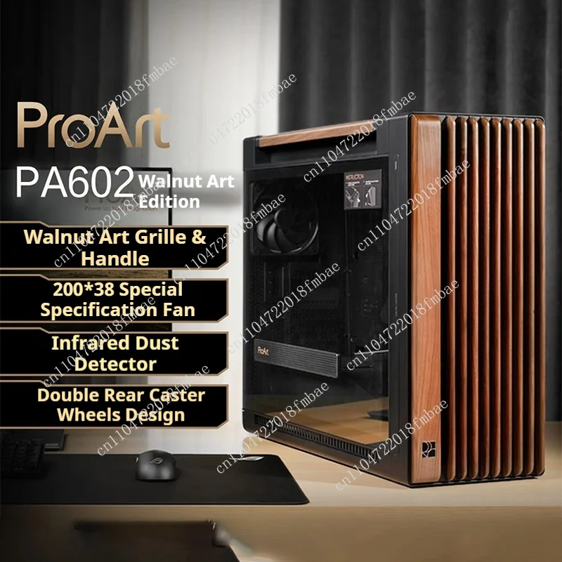 Infrared dust detection: 450mm graphics card, 190mm CPU PA602 gaming desktop case, PC case side transparent walnut wood art