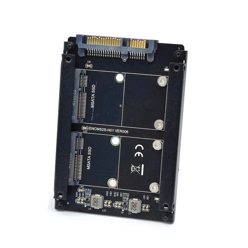 Adaptador dual mSATA a SATA mSATA SSD a tarjeta elevadora SATA 3 de 2,5 pulgadas con indicador LED mSATA a SATA3.0 toma de placa convertidora de 6Gbps