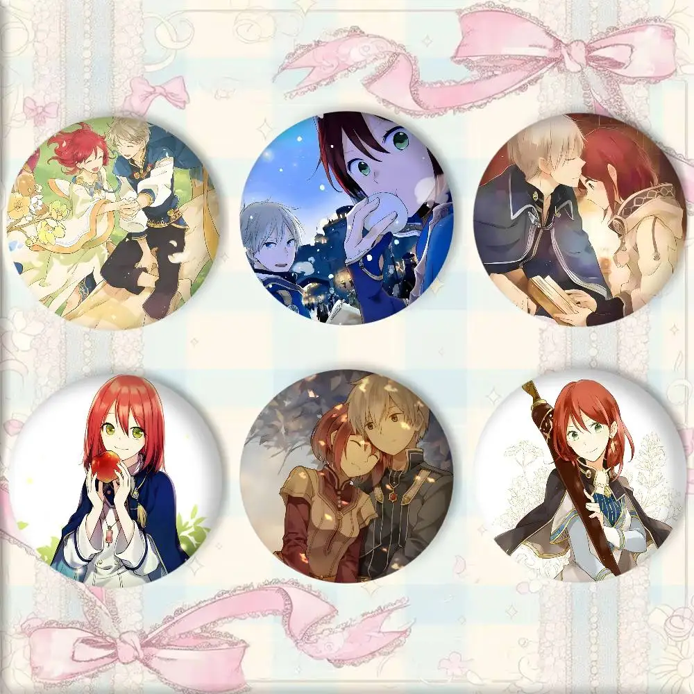 Cartoon Anime S-Snow White with the Red H-Hair Badge Tinplate DIY Backpack Clothing Accessories Jewelry Pins
