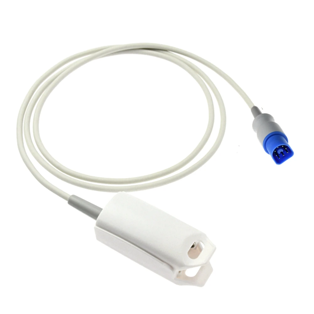 

Детский зажим для пальцев, зажим для ушей, силиконовый длинный кабель, датчик кислорода Spo2, многоразовый датчик Spo2 для P * HILIPS, 8-контактный монитор пациента