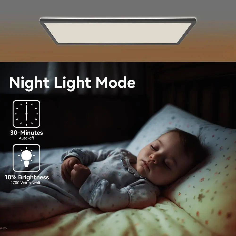 Afbeelding 6: Plafondlamp 22W, 58x20cm 2700K6500K Dimbaar met afstandsbediening, IP44 Waterdichte badkamerverlichting Plafond, Modern Eenvoudig Dun