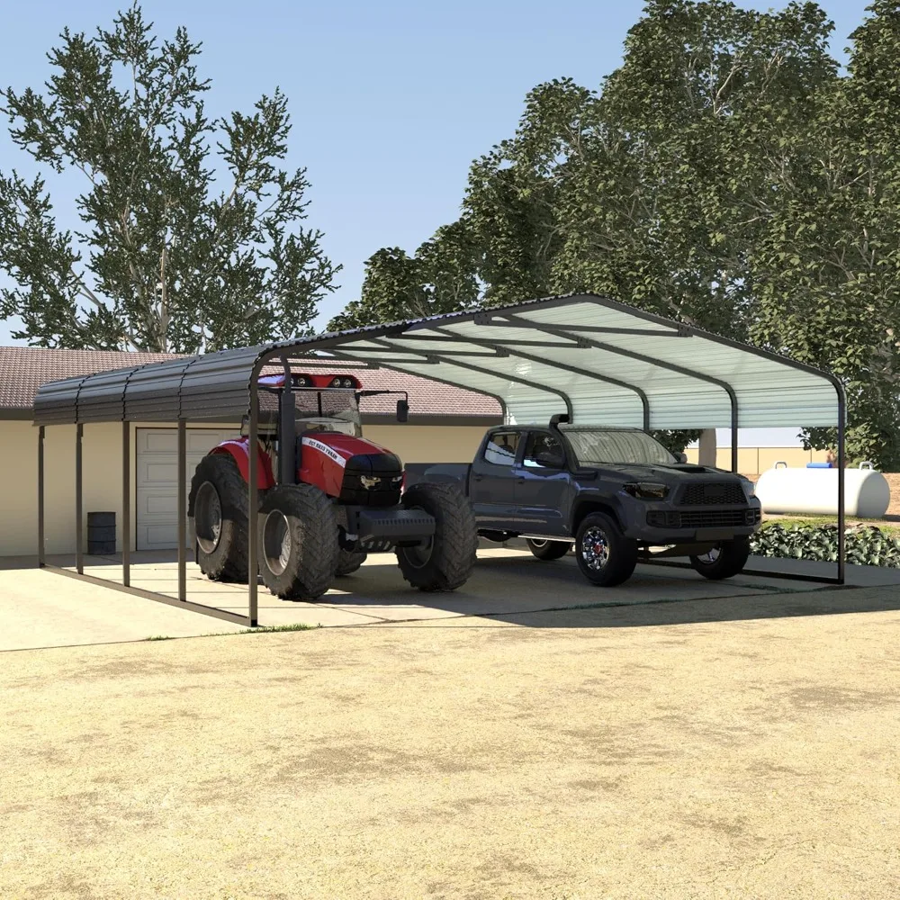 20'x20' Carport, Car Port with Steel Panels, Metal Carport with Innovative Assembly Structure, Carports for Car, Boat, Truck