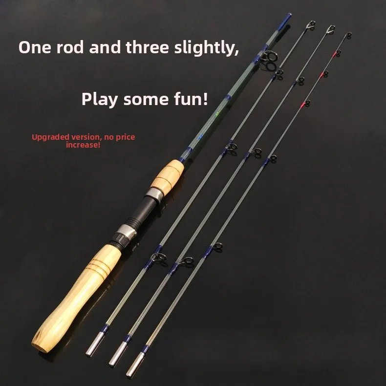 عصا صيد من الألياف الزجاجية الصلبة بمقبض خشبي حقيقي، عصا صيد بحري، عصا صيد بالطعم، خطاف للكاياك، عصا خيطية، معدات للتخييم في ...