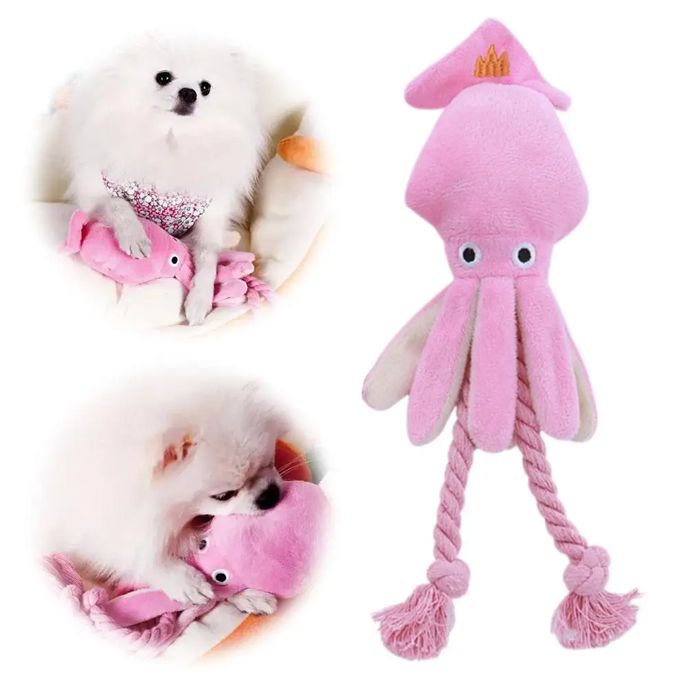 1pcs Dog Toys Pink Octopus Soft Plush Tooth Grinding Poodle Teddy Supplies Gold Pet Supplies M7x8