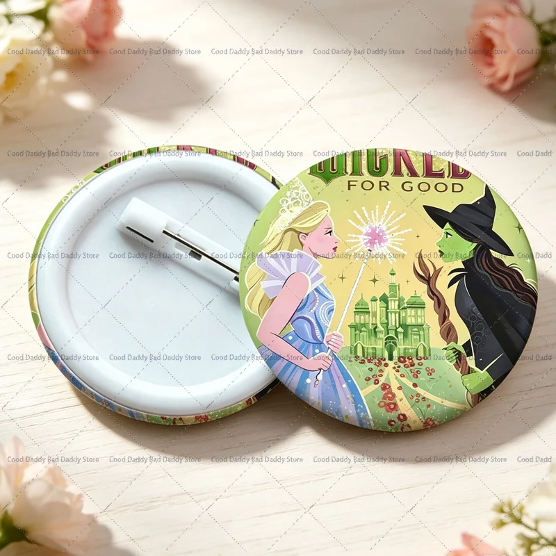 Cartoon Wicked Movie Princess Badge Round Button Brooch Pin Backpack Jacket Decor Collectible Souvenir Accessories Birthday Gift