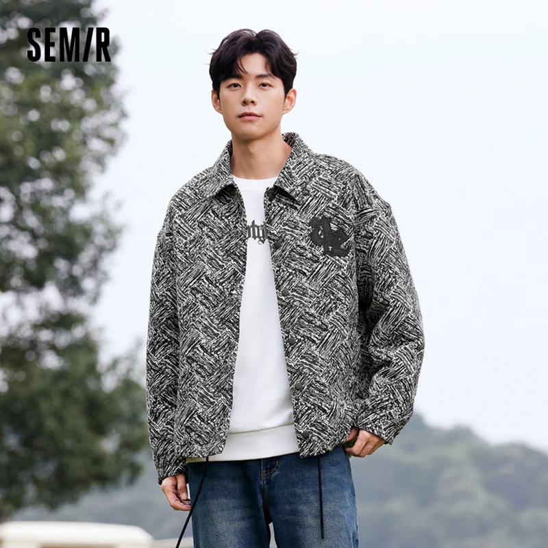 Semir Jacket Men Winter Trendy Texture Sense Design Sense Personality Niche Loose Shirt-Style Embroidered Denim Jacket