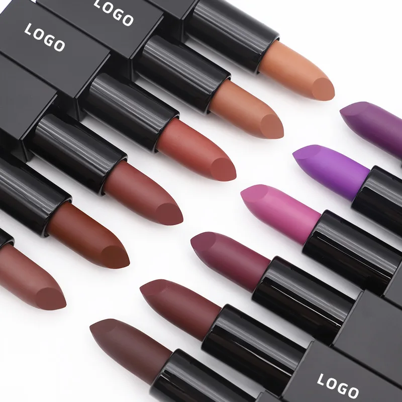 24 Color Wholesale Matte Pigment Nude Lipstick Private Label Lipstick Custom Bulk Makeup Beauty