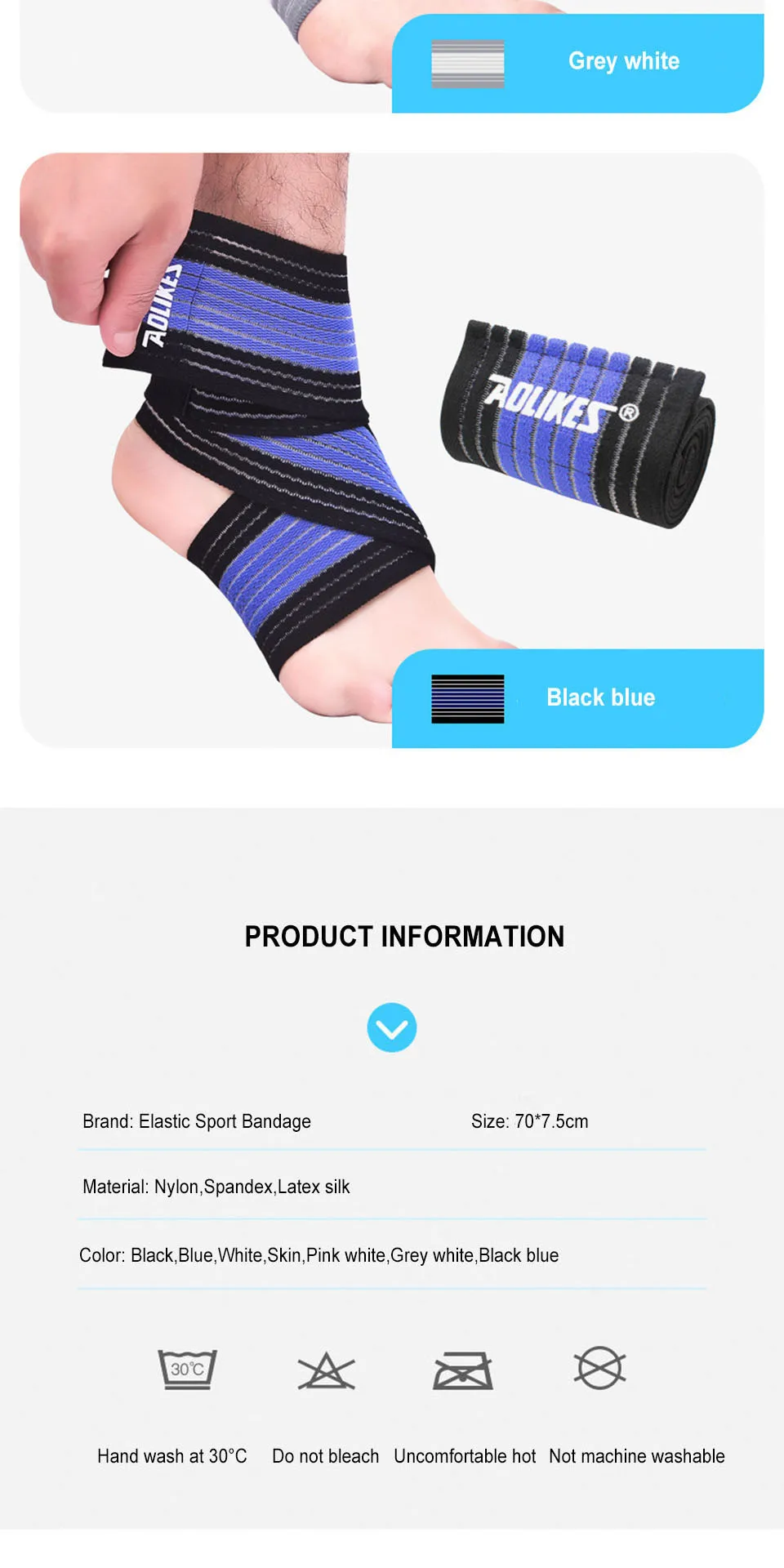 AOLIKES Professionelle Sport-Erdungsbandagen, elastische Knöchelstütze, Polster, Schutz, Knöchelbandage, Schutz für Fitnessstudio – Detail 10
