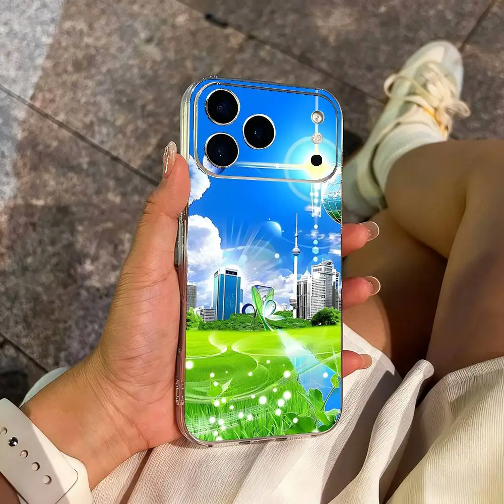 Funda de teléfono Frutiger Aero de arte fresco para iPhone 14,13,12,11,17,16,15,Pro,Max,Plus,X,XS,XR,SE,Mini cubierta suave transparente