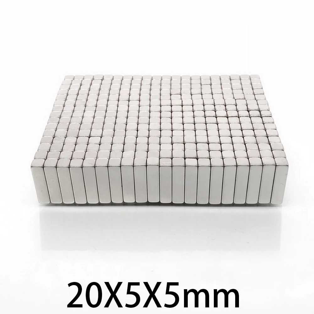 N52 20x5x1 20x5x2 20x5x3 20x5x5 N35 Rectangle Square Neodymium Bar Block Strong Magnets Search Magnetic Ndfeb Motor Generator