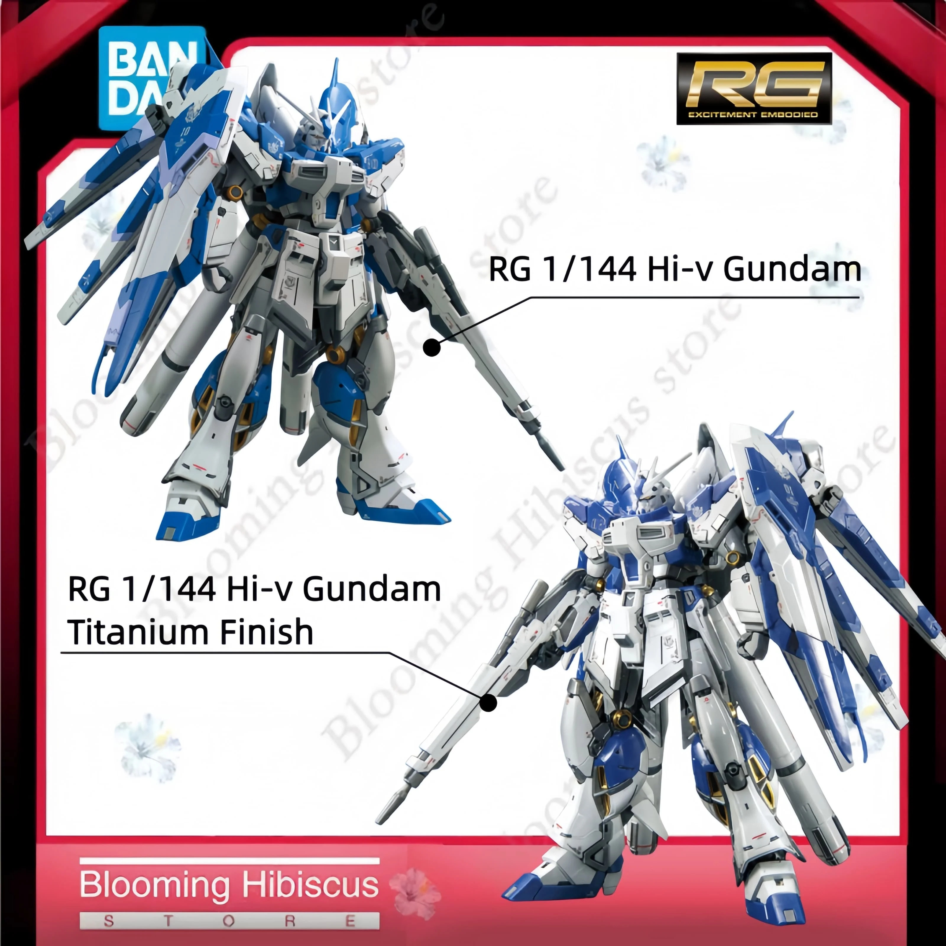 Bandai RG / MG Hi‑ν Gundam Anime Gundam Kit de modelo original, figura de acción y paquete de accesorios exclusivos, juguetes, modelo coleccionable