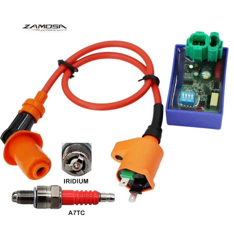 Performance Racing 6 Pins DC CDI Box Ignition Coil A7TJC Spark Plug GY6 50 80 110 125 150cc for Moped Scooter ATV Go Carts
