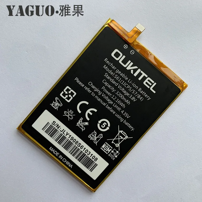 100% Original Oukitel S61 Battery 3200mAh Battery Backup Replacement for OUKITEL U25 Pro U25Pro MTK6750T Smart Phone